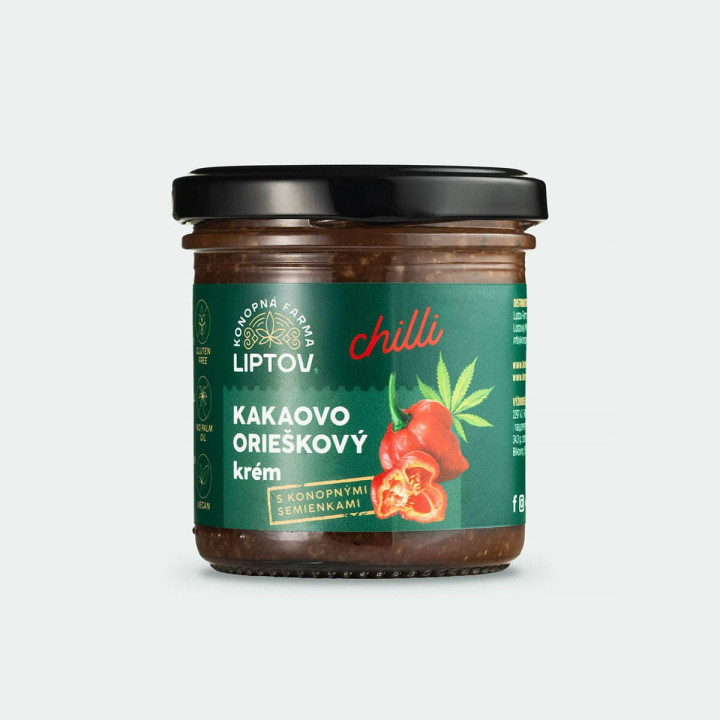 Kakaovo-orieškový krém s konopnými semienkami – Klasik s chilli