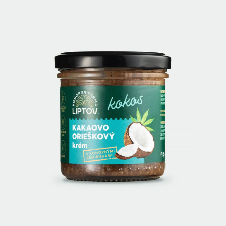 Kakaovo-orieškový krém s konopnými semienkami – Kokosový